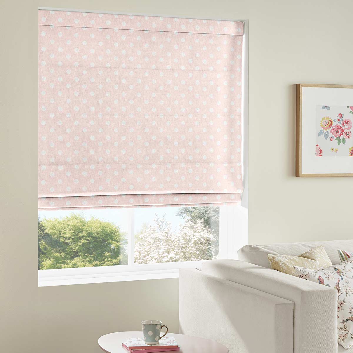 Button Spot Pink Roman Blind Button Spot Pink Roman Blind
