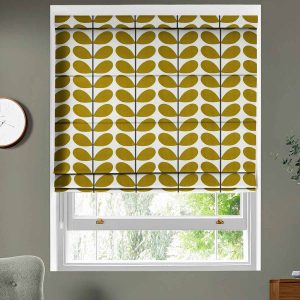 Two Colour Stem Olive Roman Blind