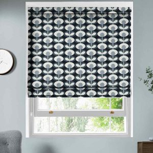 Oval Flower Cool Grey Roman Blind