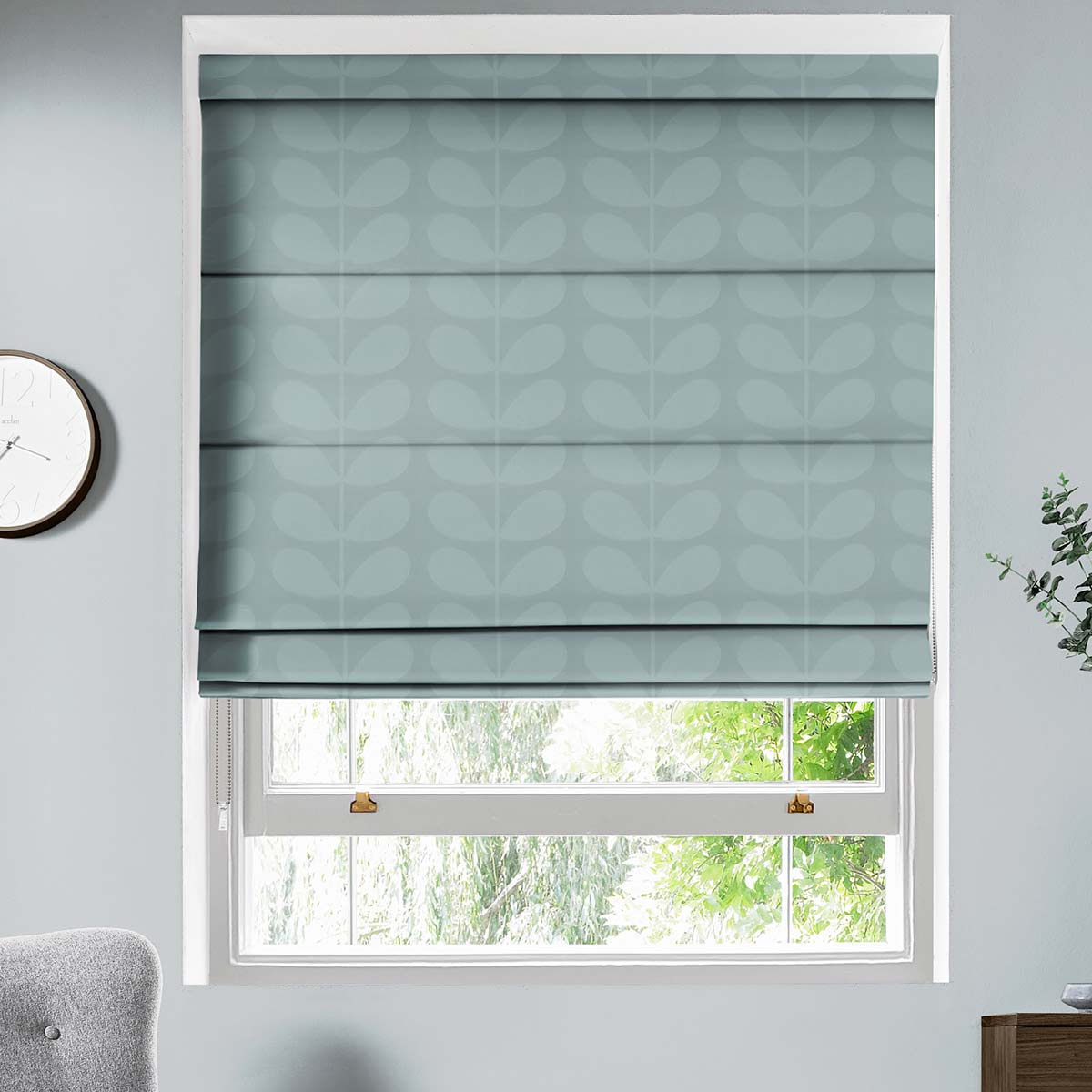 Jacquard Stem Mid Powder Blue Roman Blind Jacquard Stem Mid Powder Blue Roman Blind