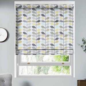 Scribble Stem Seagrass and Duck Egg Roman Blind