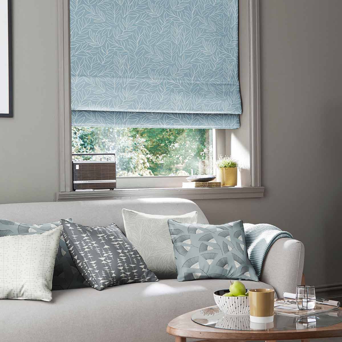 Laurus China Blue Roman Blind Laurus China Blue Roman Blind