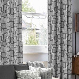 Little Trees Charcoal Curtain
