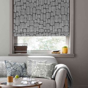Little Trees Charcoal Roman Blind