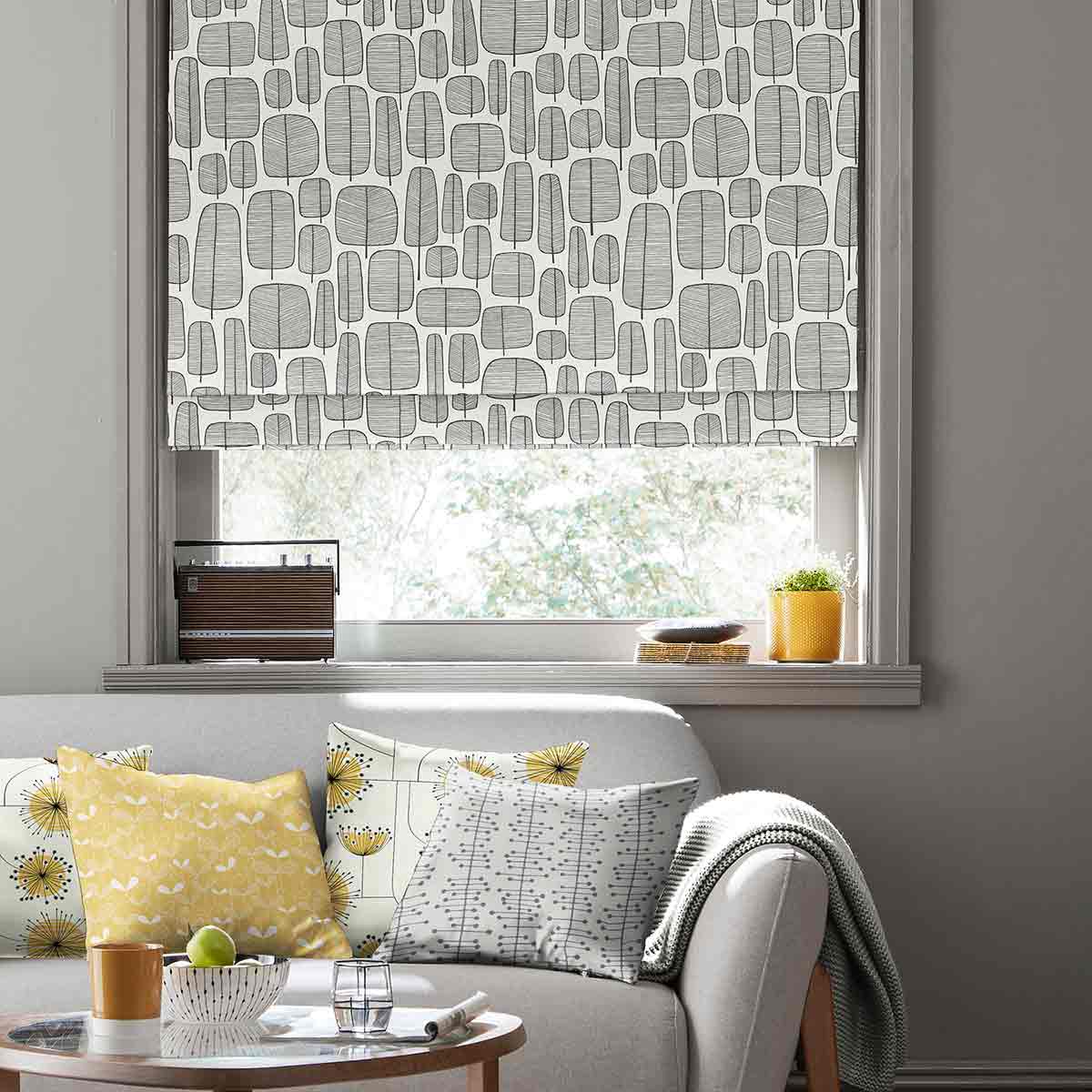 Little Trees Monochrome Roman Blind Little Trees Monochrome Roman Blind