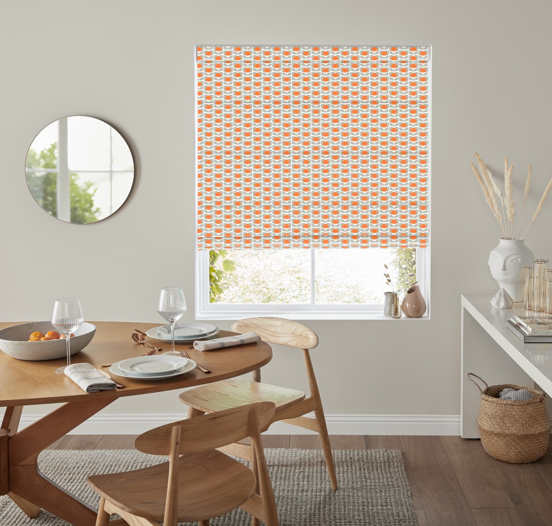 Ditsy Cyclamen Orange Roman Blind Ditsy Cyclamen Orange Roman Blind