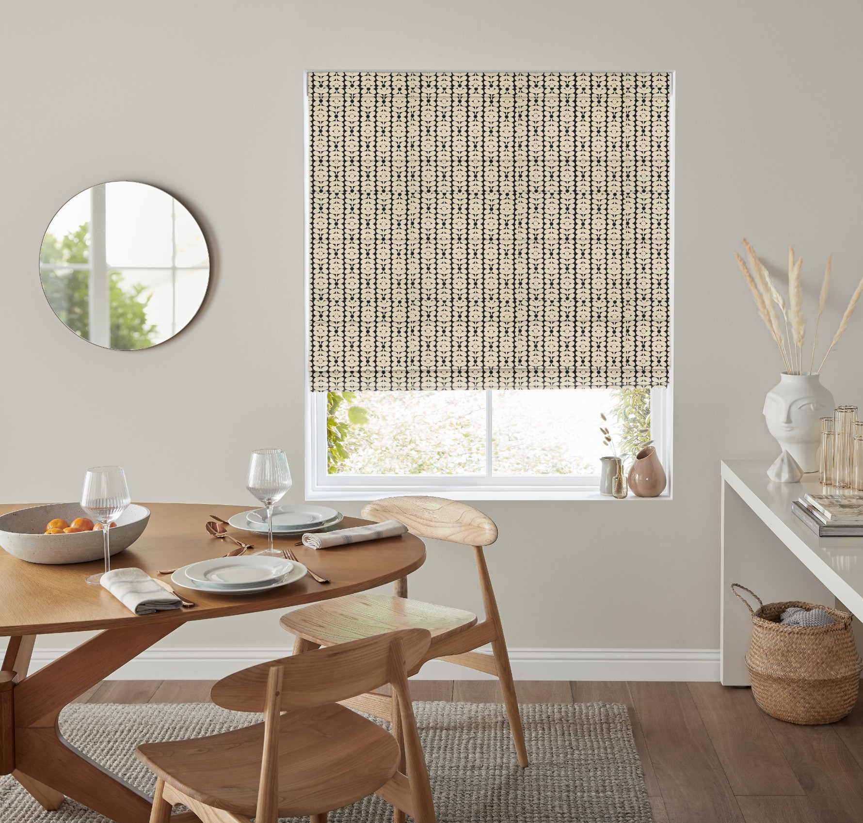 Sixties Stem Charcoal Roman Blind Sixties Stem Charcoal Roman Blind
