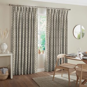 Sixties Stem Charcoal Curtain
