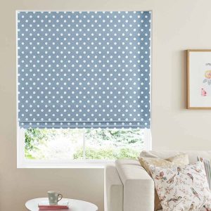 Button Spot Blue Roman Blind