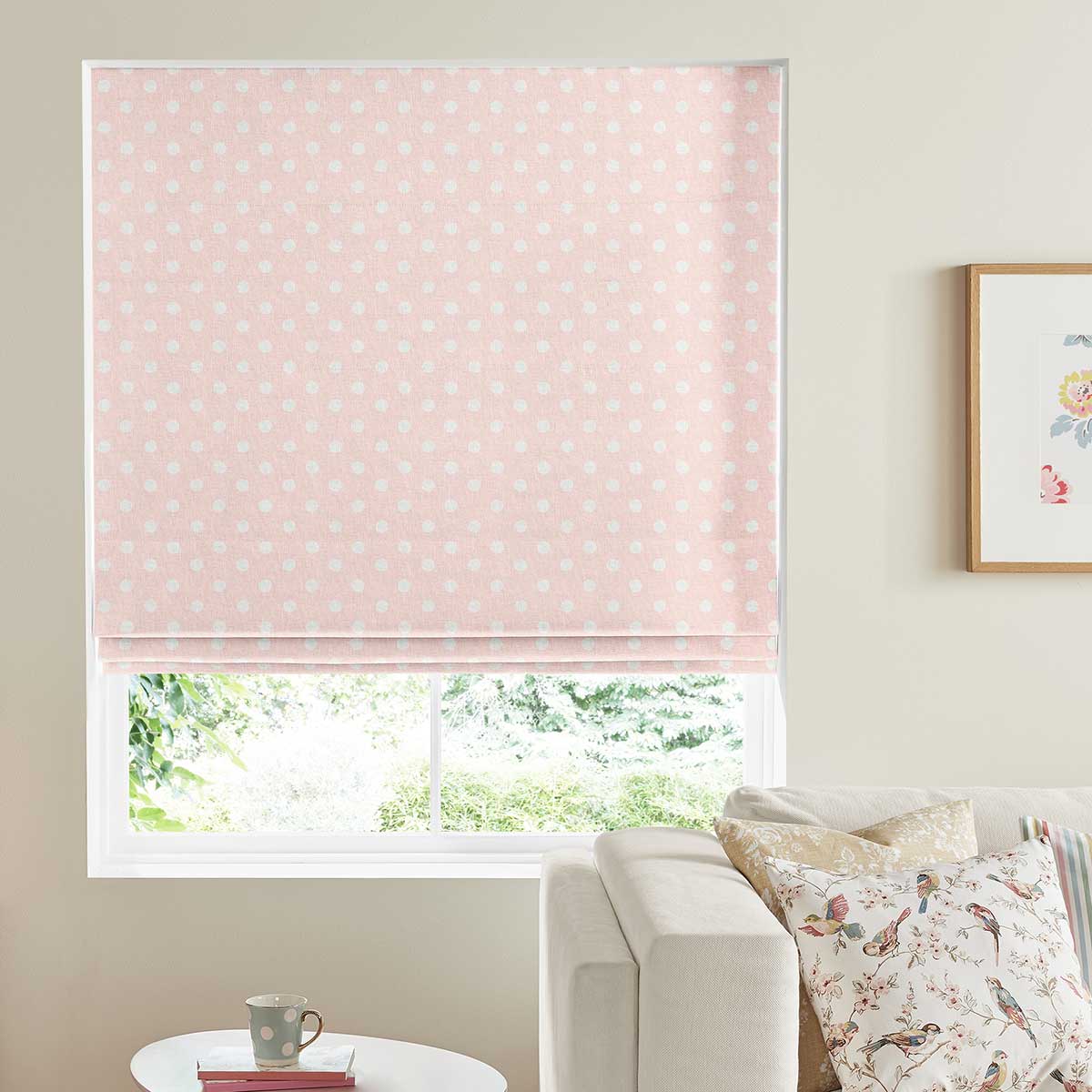 Button Spot Pink Roman Blind Button Spot Pink Roman Blind
