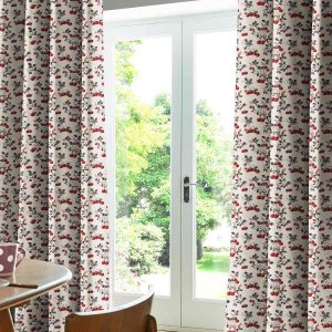 Cherry Sprig Red Curtain