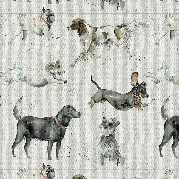 Dashing Dogs Linen Roman Blind Dashing Dogs Linen Roman Blind