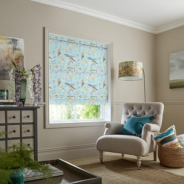 Mermaids Party Aqua Roman Blind Mermaids Party Aqua Roman Blind